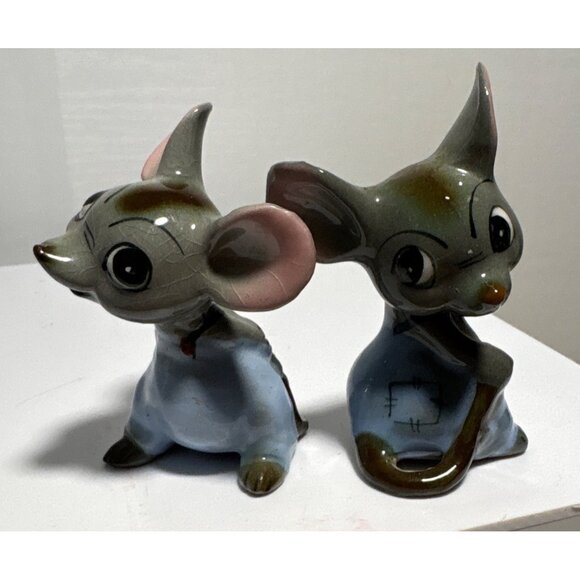 Mice Mouse Set Adorable Vintage Anthropomorphic Collectible Kitschy Blue Pants - Picture 4 of 8
